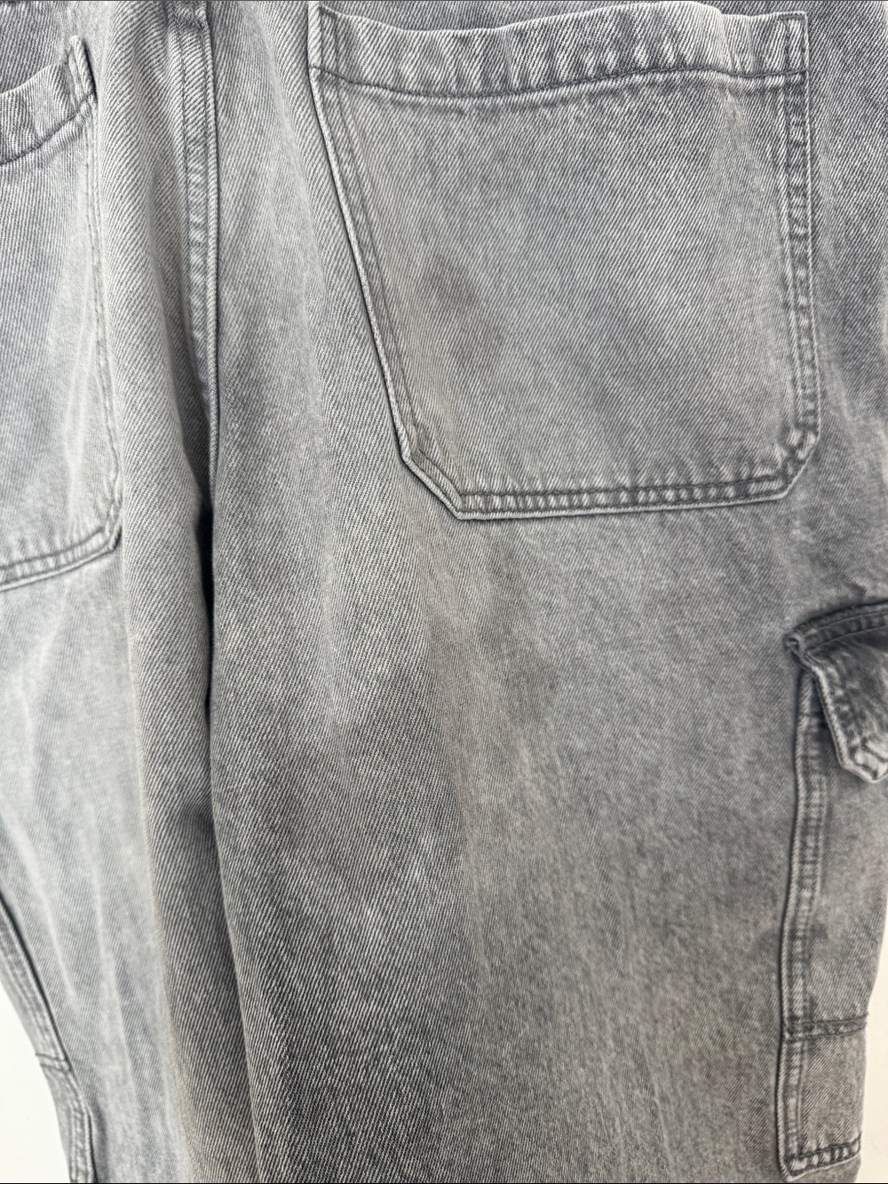H&M Divided Gray Wide Leg Cargo Jeans Women's High Rise Utility Baggy Denim 14 - Picture 8 of 14